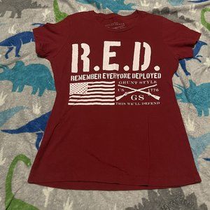 Grunt Style Women’s T Shirt Small R.E.D. Remember Everyone Deployed